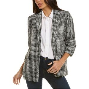 Laundry by Shelli Segal 3/4 Sleeve Boucle Blazer Jacket Houndstooth Size Large